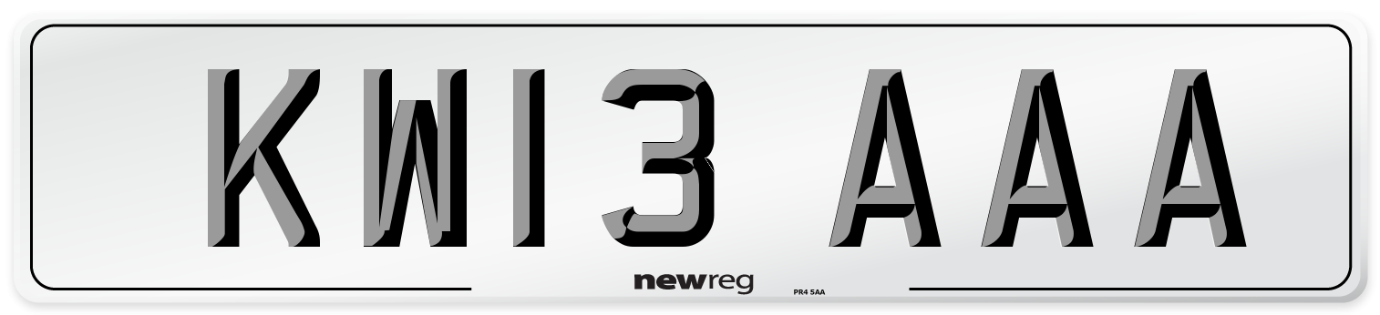 KW13 AAA Number Plate from New Reg